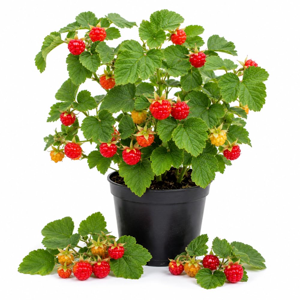White Thimbleberry Live Plant, Berry Fruit Plant, 3-4 Inch Tall, 5 Inch Pot