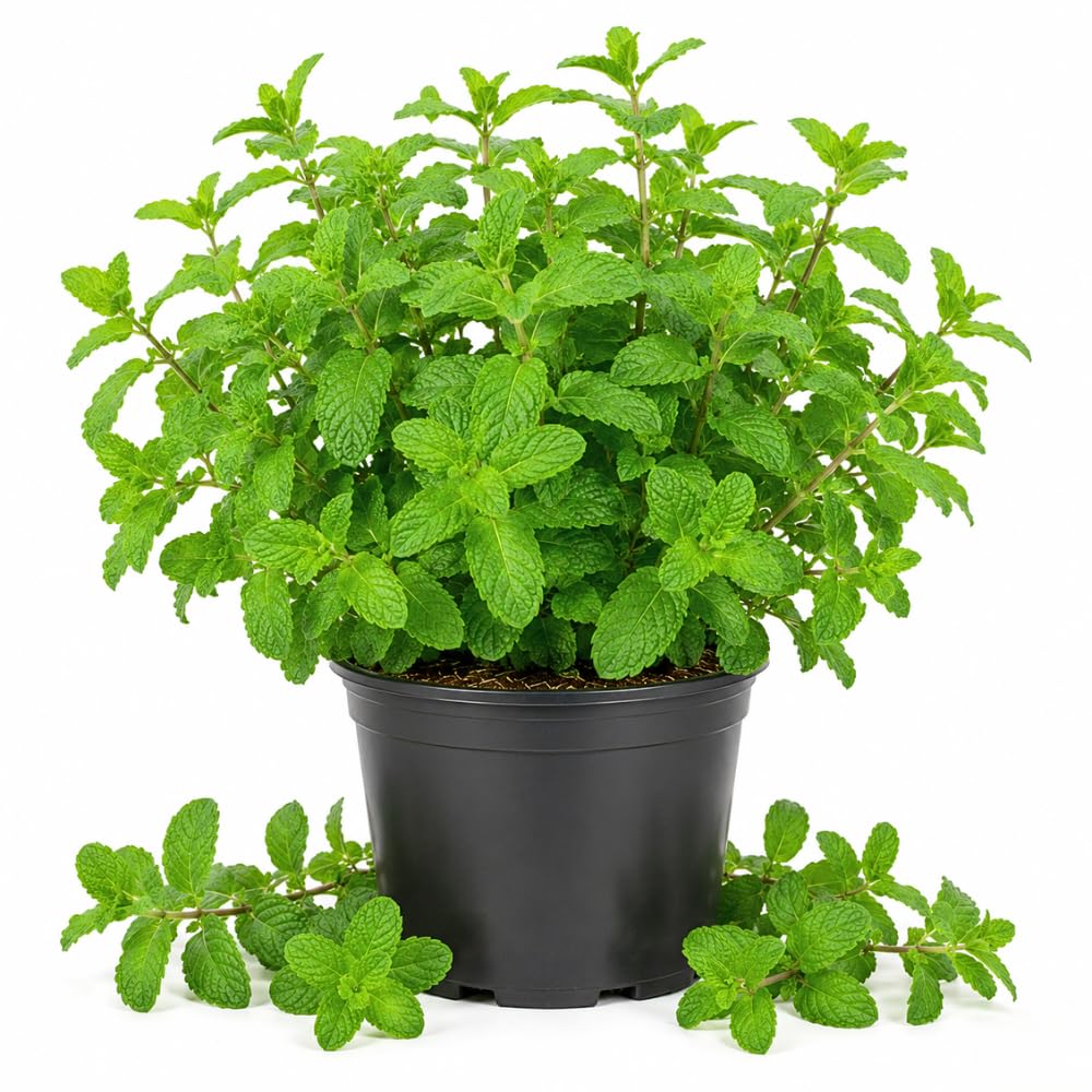 Peppermint Live Plant, Indoor Outdoor Herb Plant, 4-6 Inch Tall, 4 Inch Pot