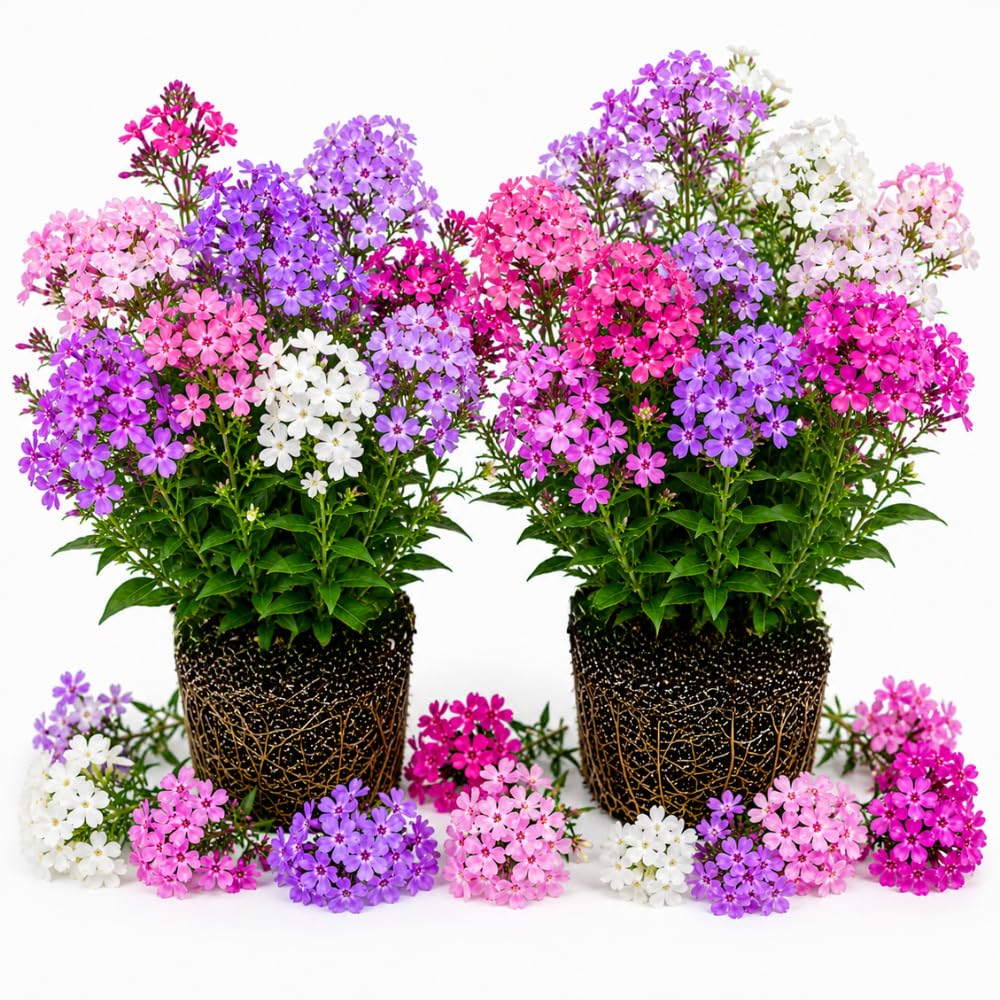 2 Phlox Flower Live Plants, Outdoor Landscape Perennial, 5-7 Inch Tall