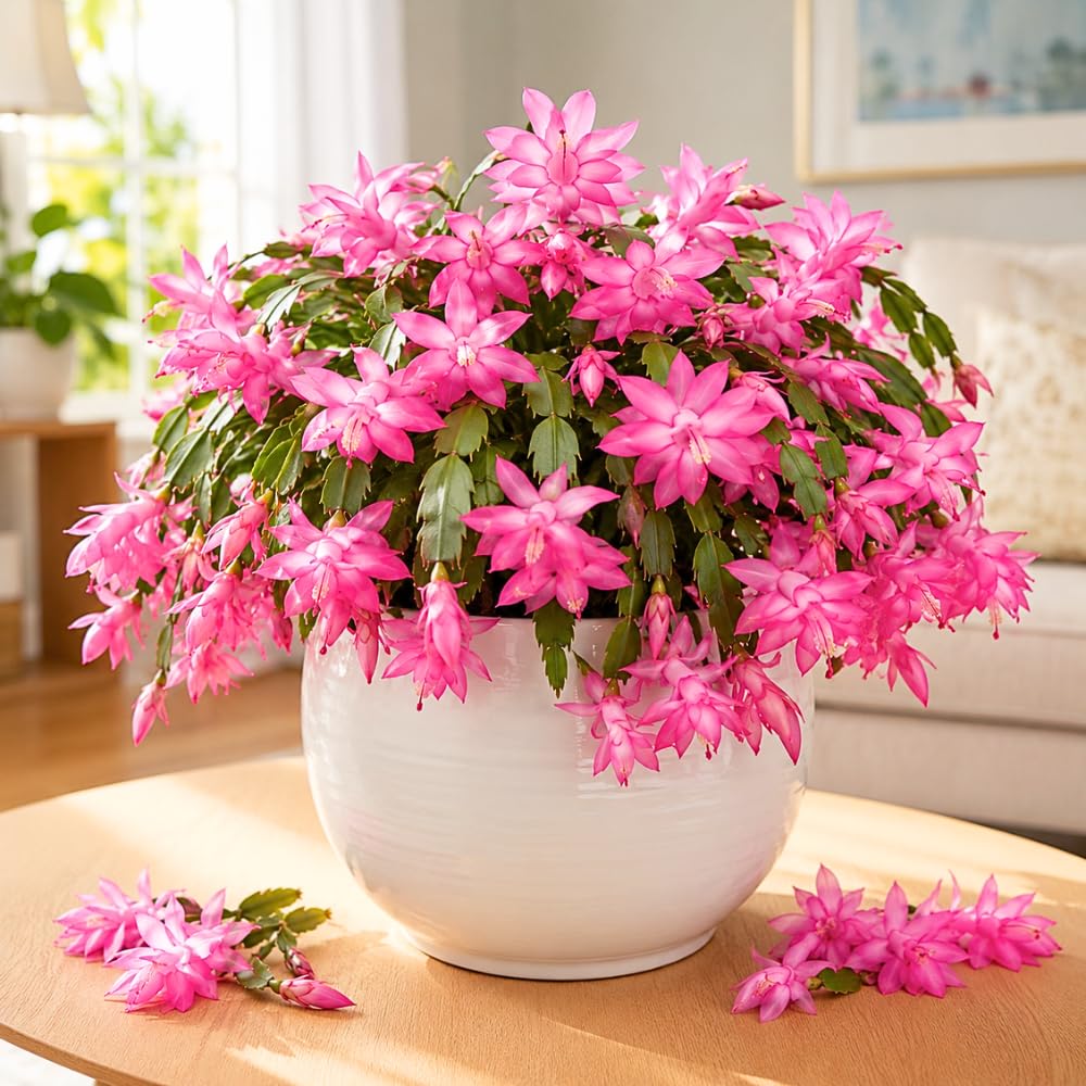 Pink Holiday Cactus Live Plant, Live Houseplant, 4-7 Inch Tall, 4 Inch Pot