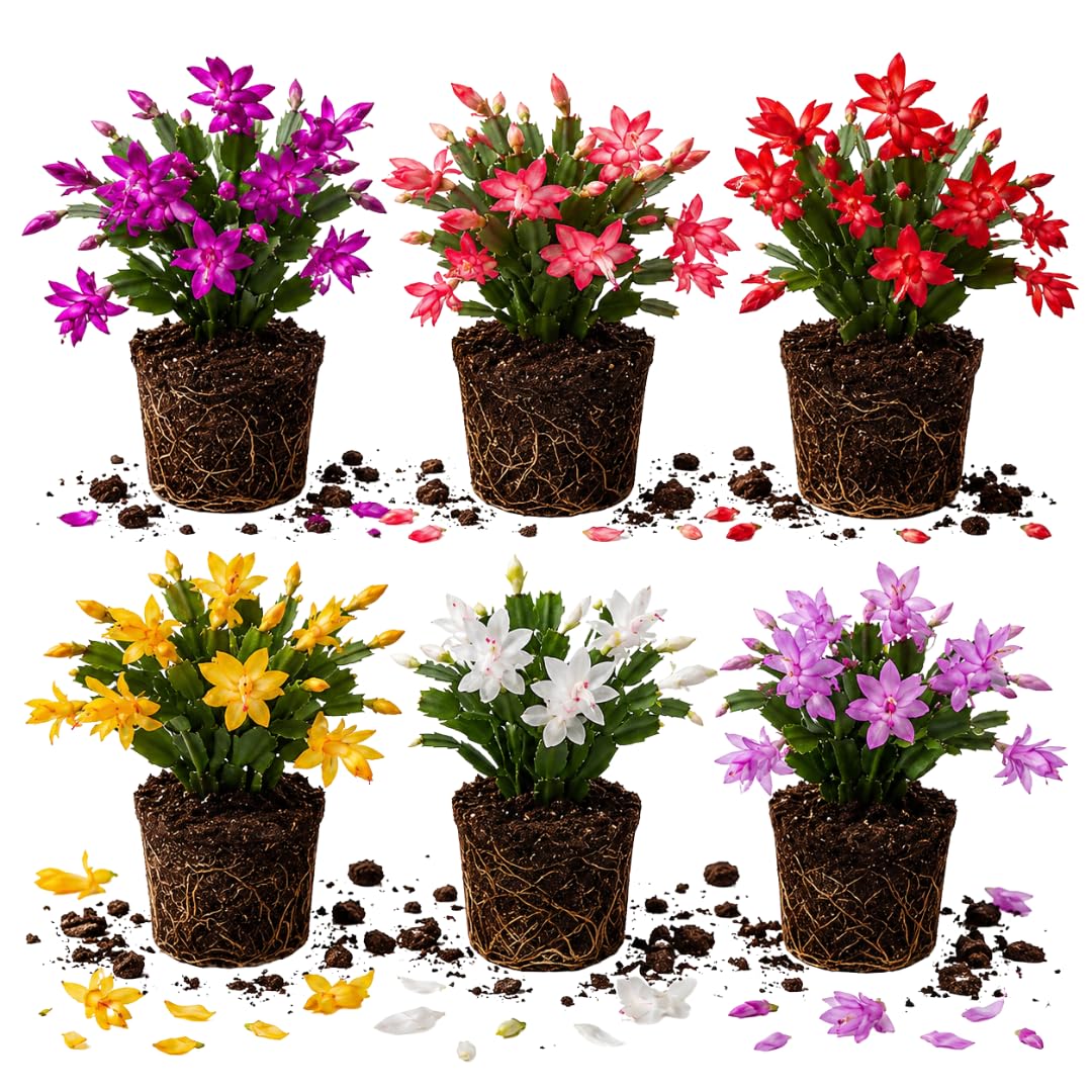 2 Random Christmas Cactus Live Plants, Holiday Cactus, 4-6 Inch Tall