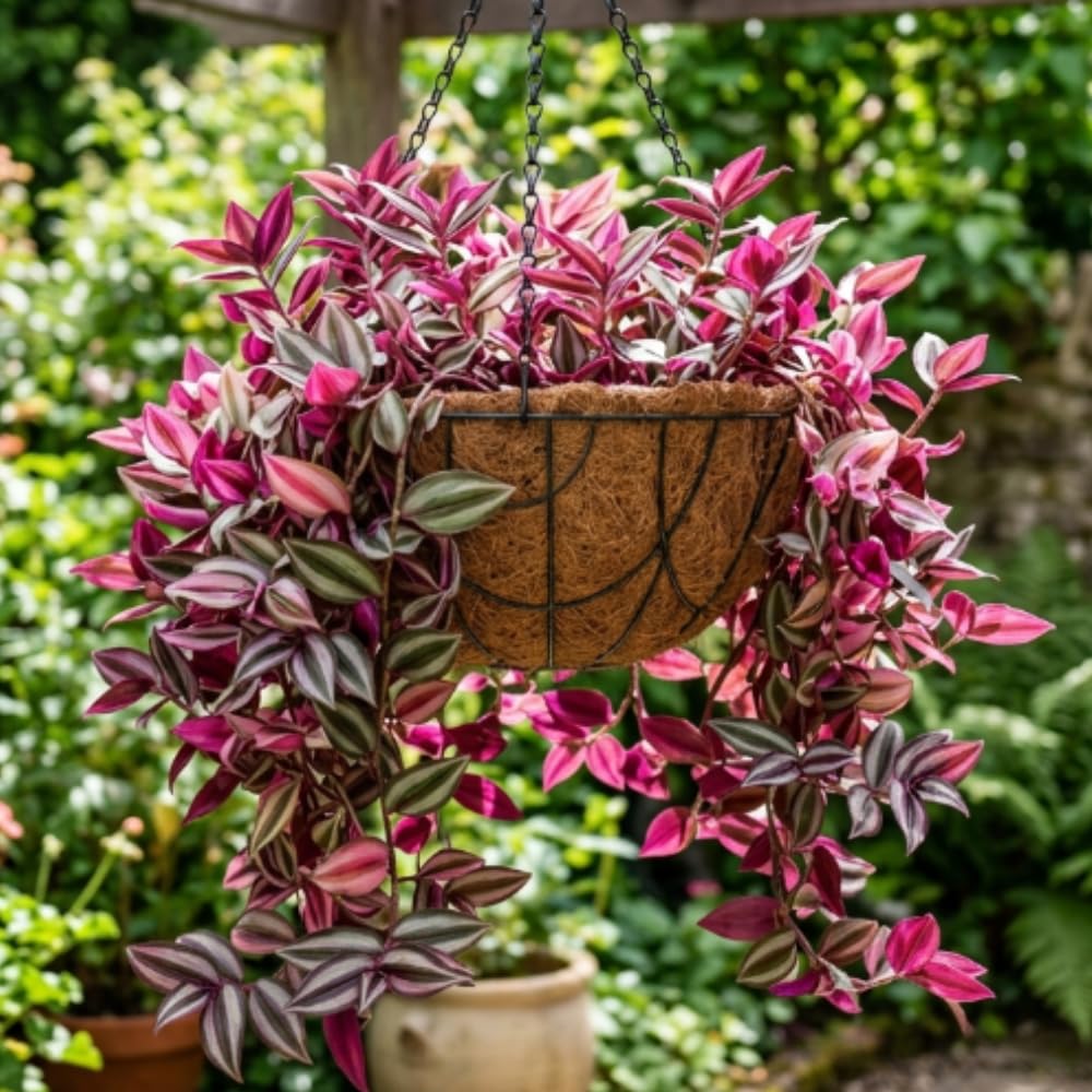 Pink Wandering Jew Plant Live, Desk Shelf Plant, 3-5 Inch Tall, 3 Inch Pot