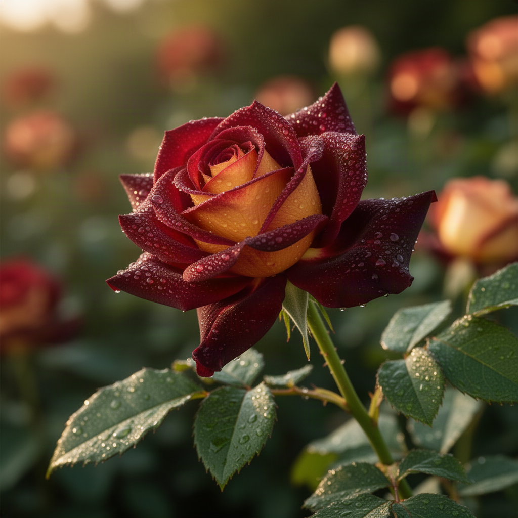 Live Dark Night Rose Bush, 5-10 Inch Tall Starter Plant, Fragrant Blooms