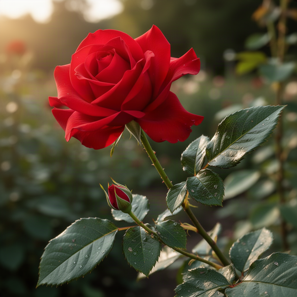Live Red Rose Bush, Fragrant Flower Rooted Starter Plant, 5-10 Inches Tall