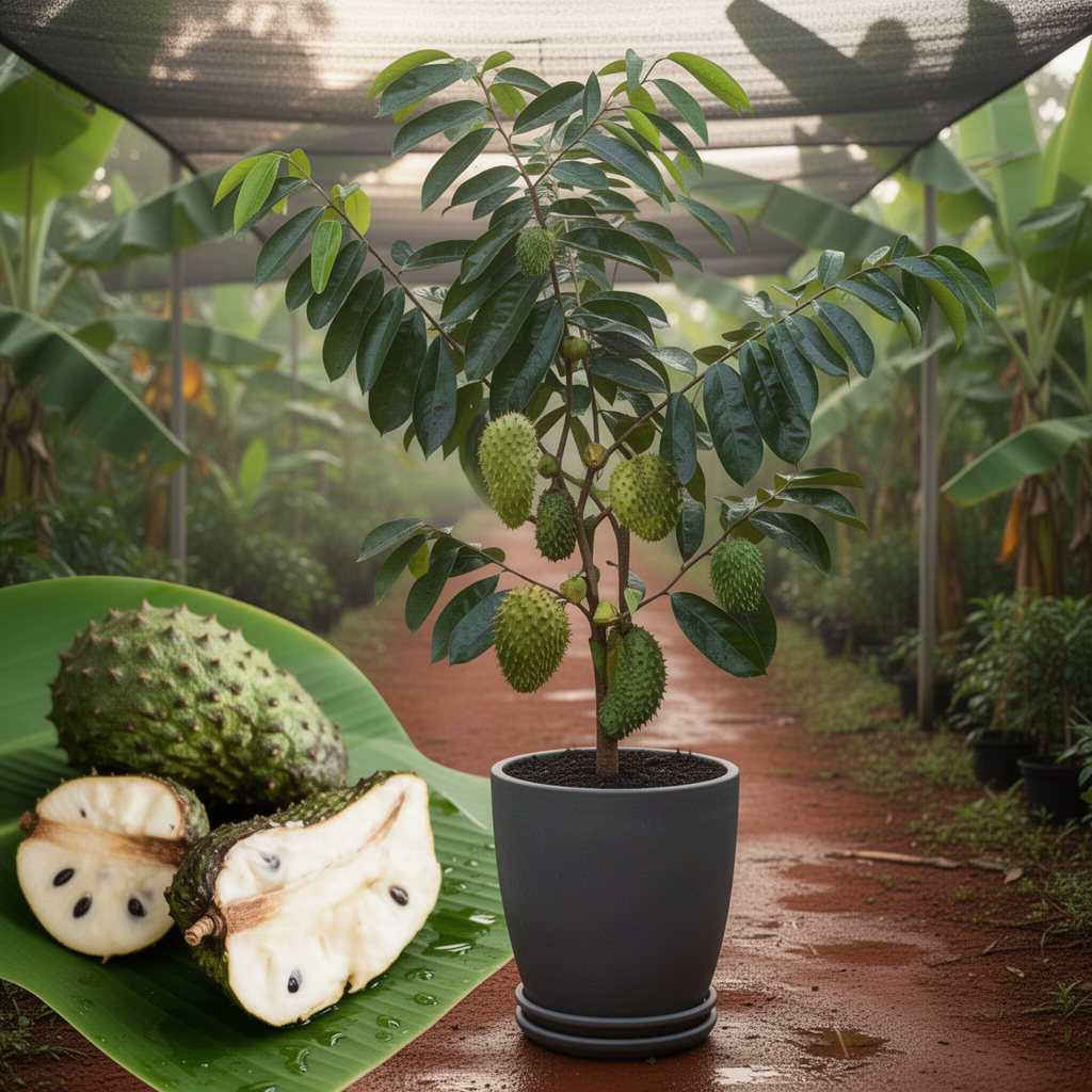 Live Guanabana Soursop Tree, 6-10 Inch Potted Tropical Fruit Tree Plant