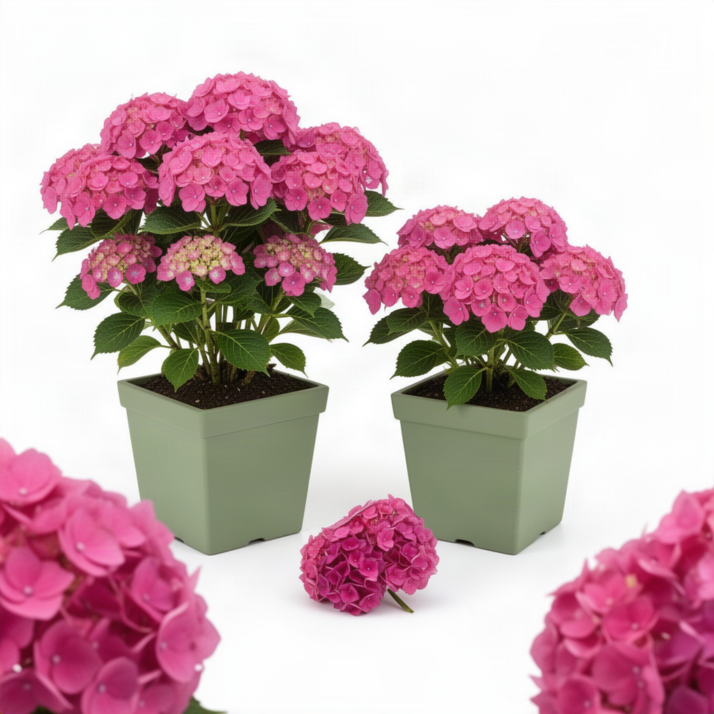 2 Live Pink Hydrangea Shrubs, Large Blooms For Garden Planting, 4 Inch Pot