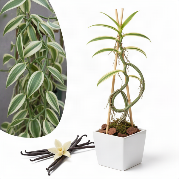 Live Variegated Vanilla Plant, 4-6 Inches Tall, Fragrant Orchid Vine In Pot