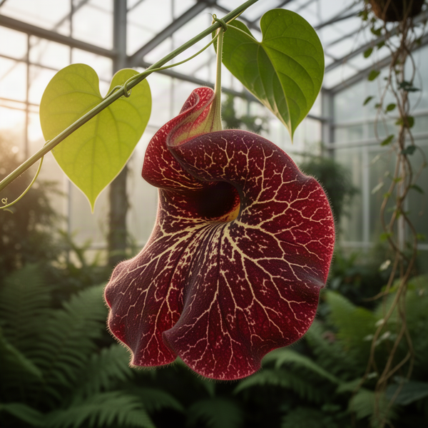 2 Dutchman Pipe Live Vine Plants 6-12 Inch Tall, Large Deep Burgundy Blooms