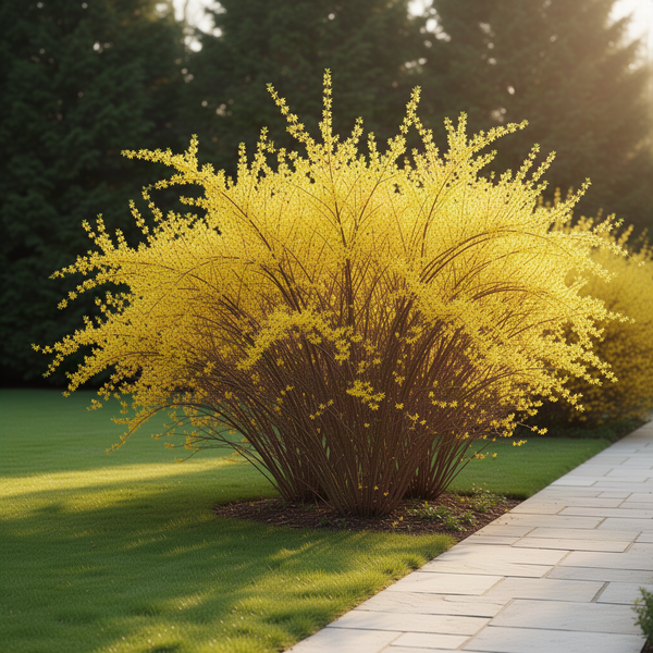 Live Forsythia Shrub For Pots, Lynwood Gold Golden Bells, 6-14 Inches Tall