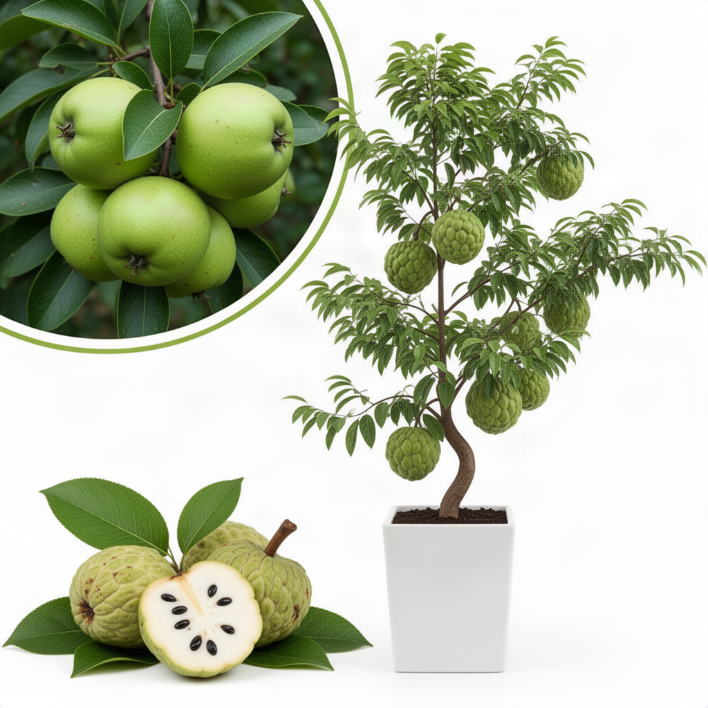 Live Sugar Apple Fruit Tree, Annona Squamosa, 2-3 Ft Tall In Gallon Pot