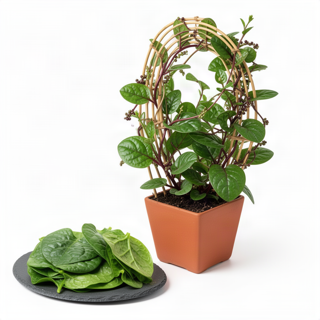 Live Malabar Spinach Vegetable Plant, 4 Inch Pot, 4-6 Inches Tall, Climbing