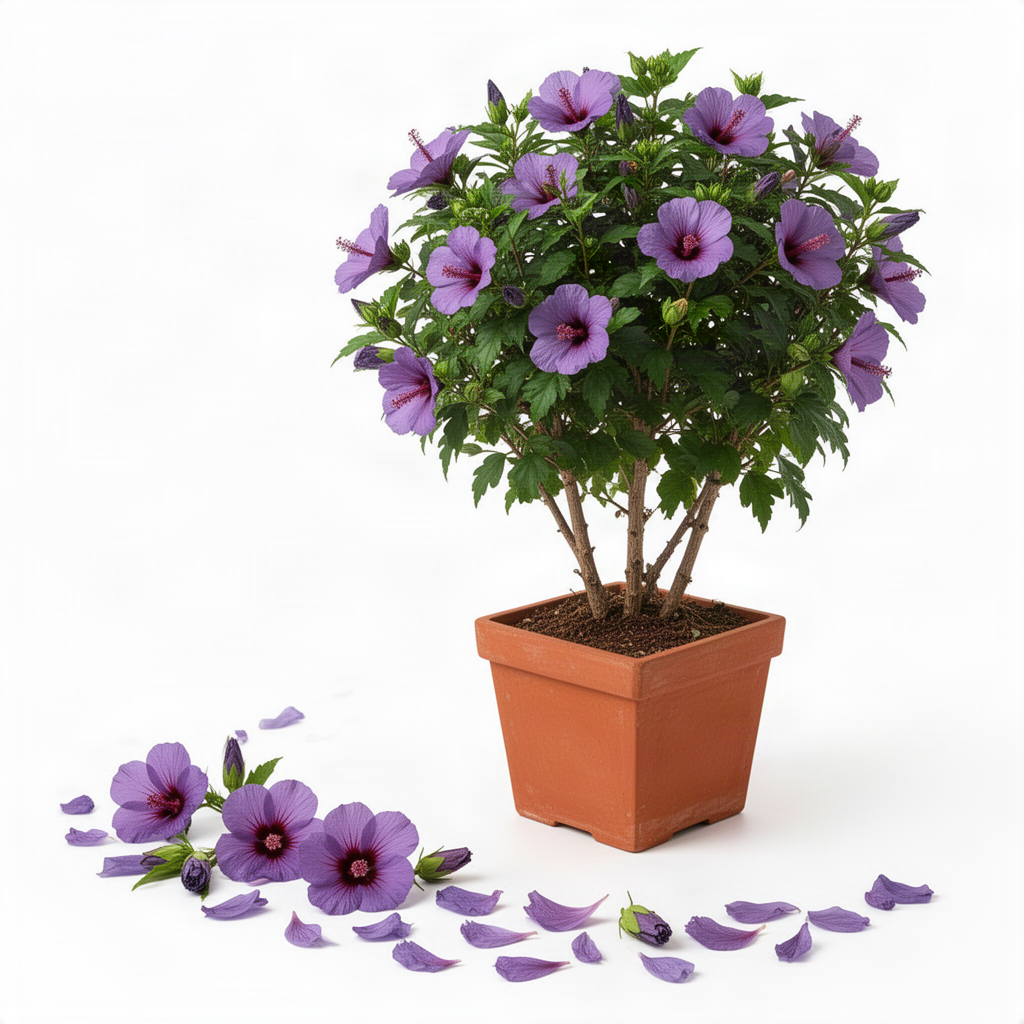 Live Purple Rose Of Sharon Shrub, 6-14 Inch Tall Plant In Pot For Gardens