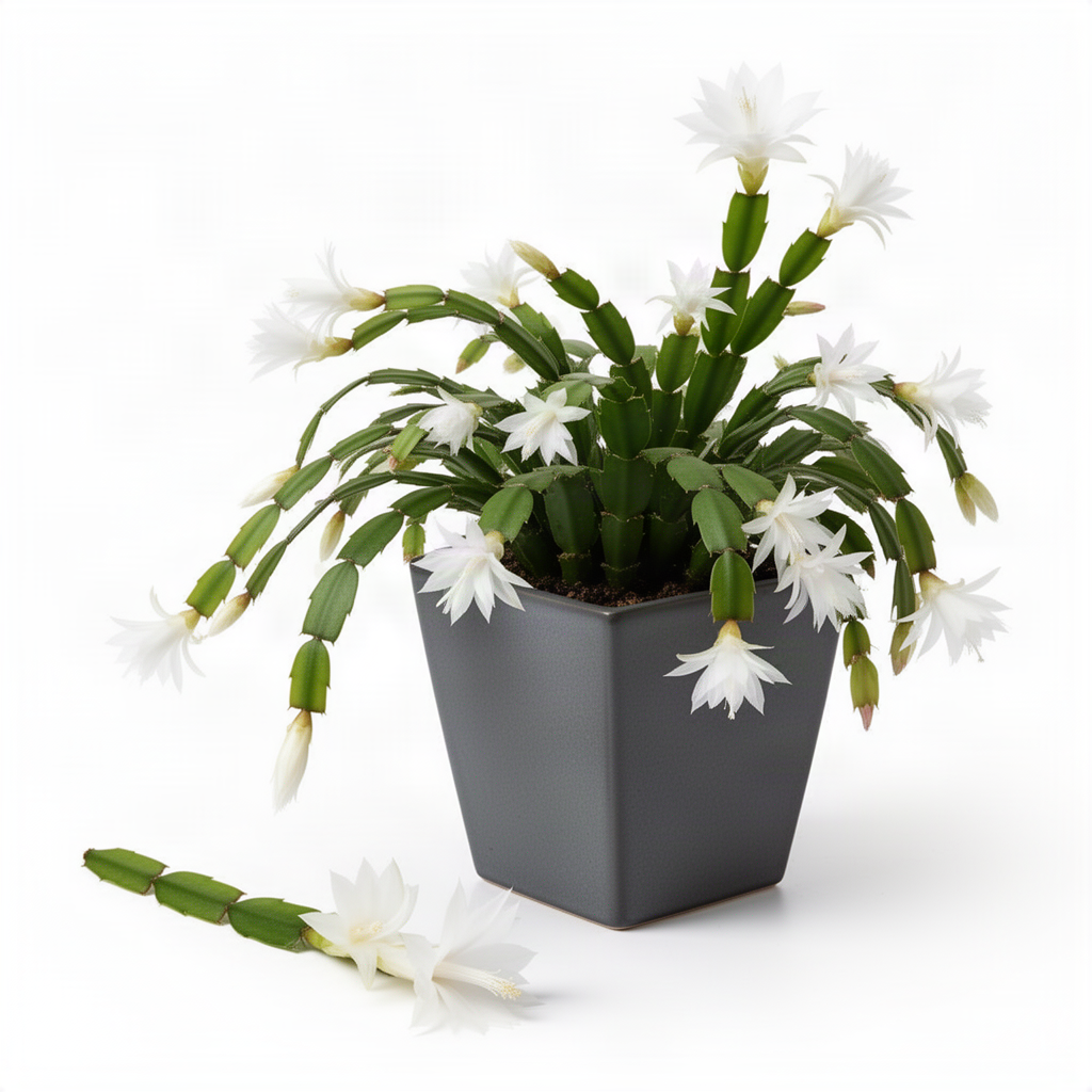 Indoor White Christmas Cactus Live Plant, 3-6 Inch Tall Flowering Plant
