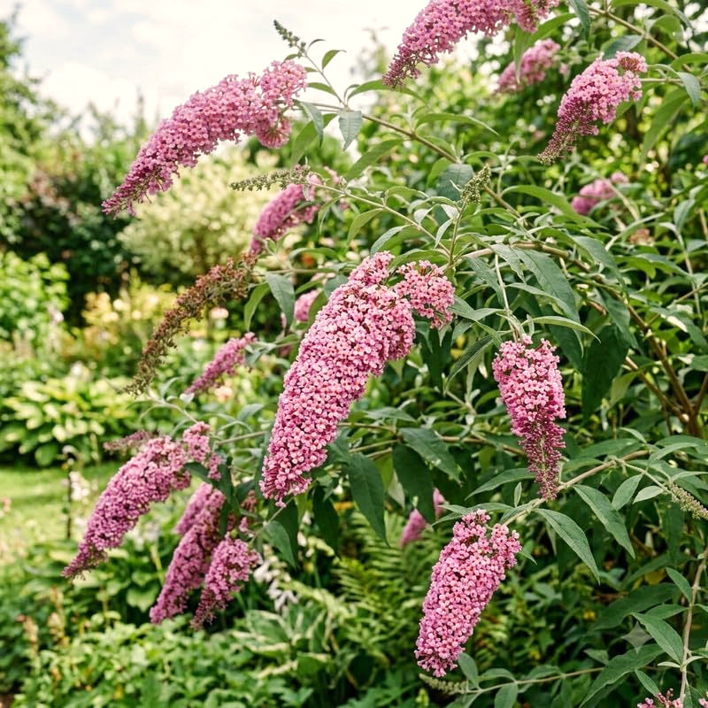 Buddleia Pink Butterfly Bush, 4-7 Inch Perennial Shrub For Container Use