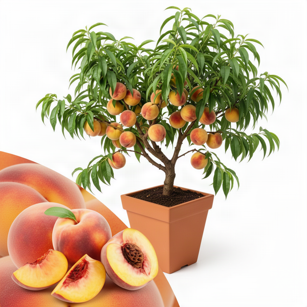 Live Peach Fruit Tree In 1 Gallon Pot, 20-26 Inches Tall For Home Gardens