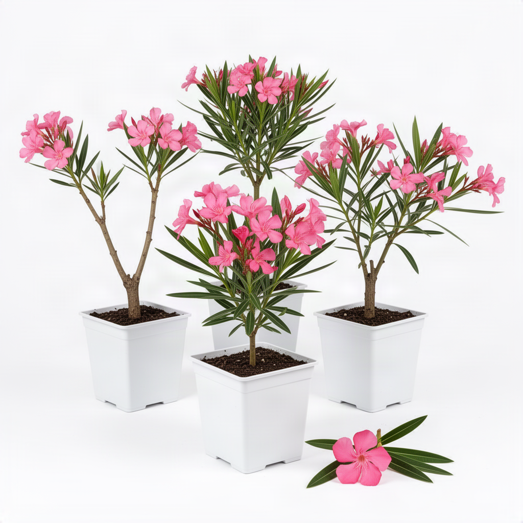 3 Live Pink Oleander Plants, 5-7 Inch Flowering Shrubs For Garden Beds