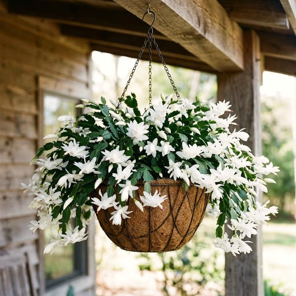 White Christmas Cactus Live Plants, 4-7 Inches, Indoor Home Decor Display