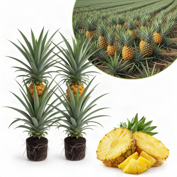 2 Live Pineapple Fruit Plants, 5-8 Inch Starts For Outdoor Garden Growing
