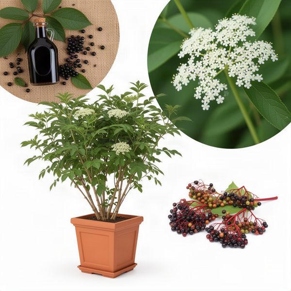 Live Sweet Black Elderberry Bush, 2 To 3 Ft Tall Plant For Outdoor Growing