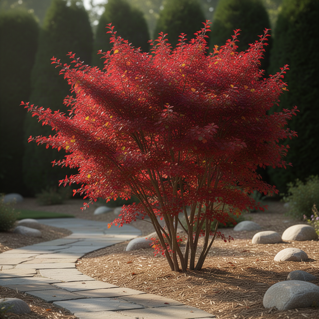 5 Live Dwarf Burning Bush Plants, 6-12 Inch Hardy Outdoor Ornamental Shrubs