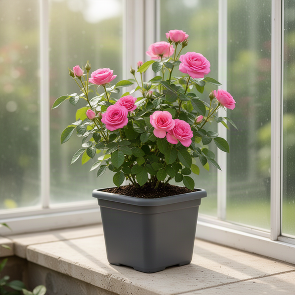 Live Pink Rose Bush, Fragrant Heirloom Starter Plant, 5-10 Inches Tall