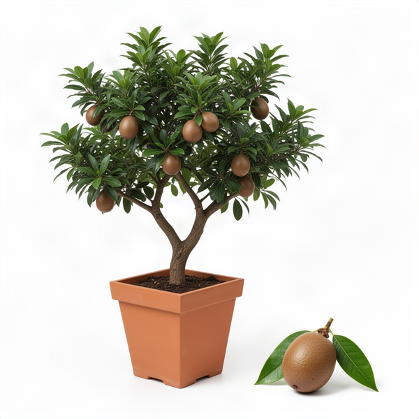 Live Sapodilla Fruit Tree, 6-10 Inches Tall, Well Rooted, Half Gallon Pot