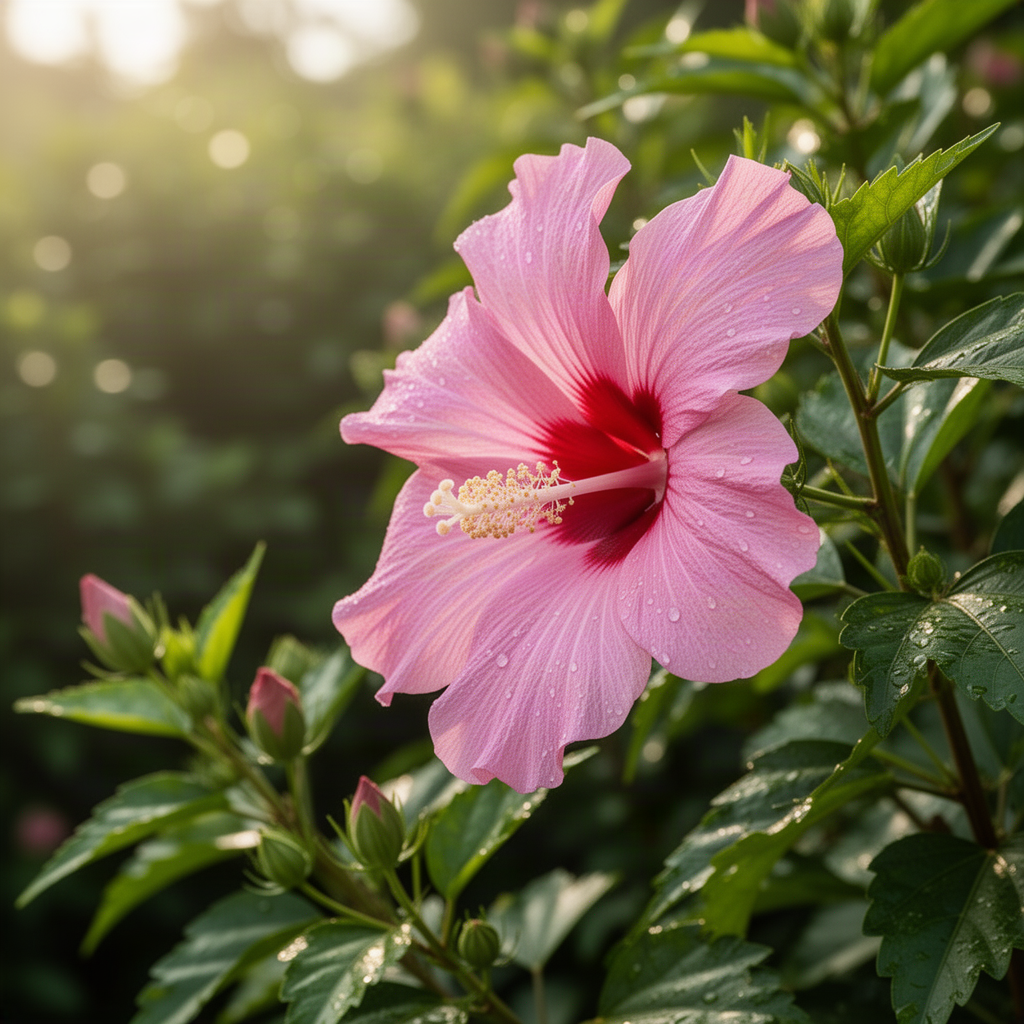 Ornamental Pink Althea Rose Of Sharon Shrub, Live Plant, 6-12 Inches Tall