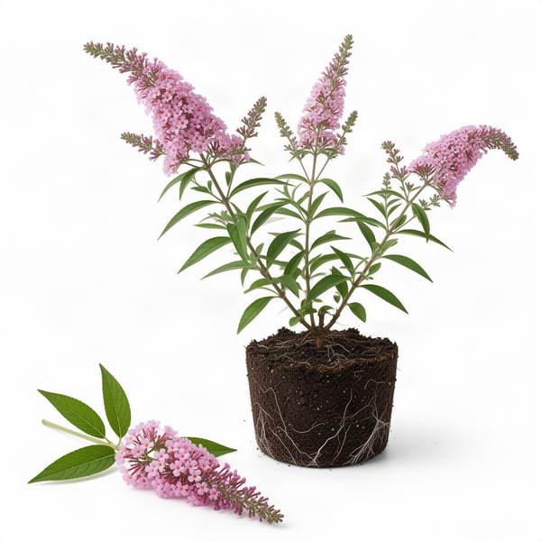 Pink Buddleia Butterfly Bush, 4 To 6 Inch Live Outdoor Starter Shrub Plant