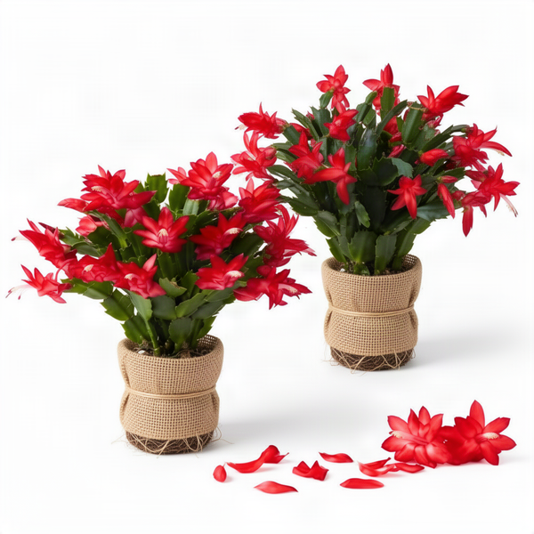 2 Live Red Christmas Cactus Plants, 4-8 Inch Holiday Indoor Houseplant
