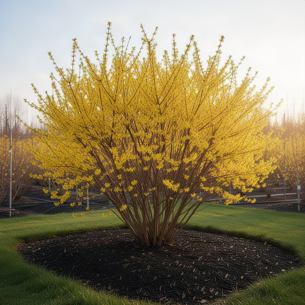 Live Lynwood Gold Forsythia Bush, Golden Bells Shrub, 6-12 Inches Tall