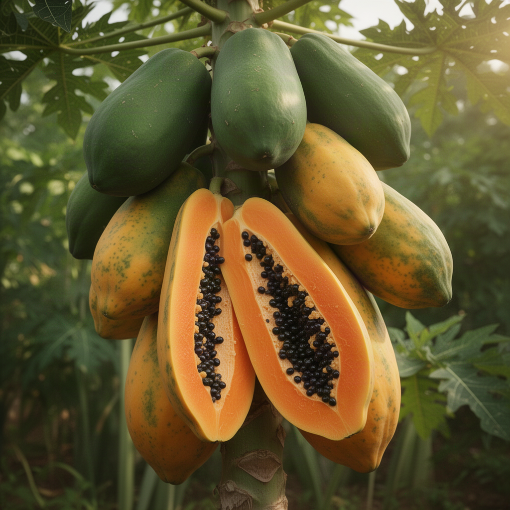 Papaya Live Fruit Tree, 5-10 Inches Tall In 4-Inch Pot, With Sweet Fruit
