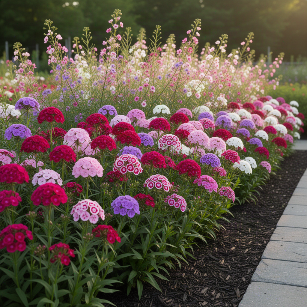 4 Live Red Dianthus Plants, Perennial Flowers For Outdoor Garden Planting