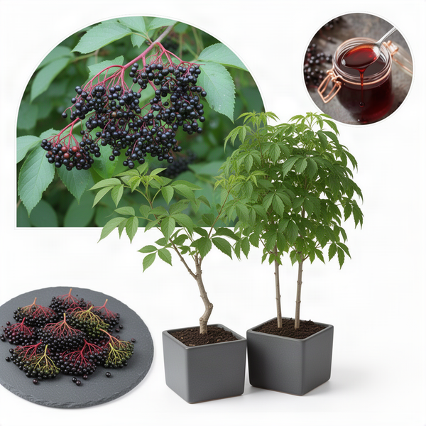 2 Live Black Elderberry Shrubs, Well Rooted, 5-9 Inches For Outdoor Growing