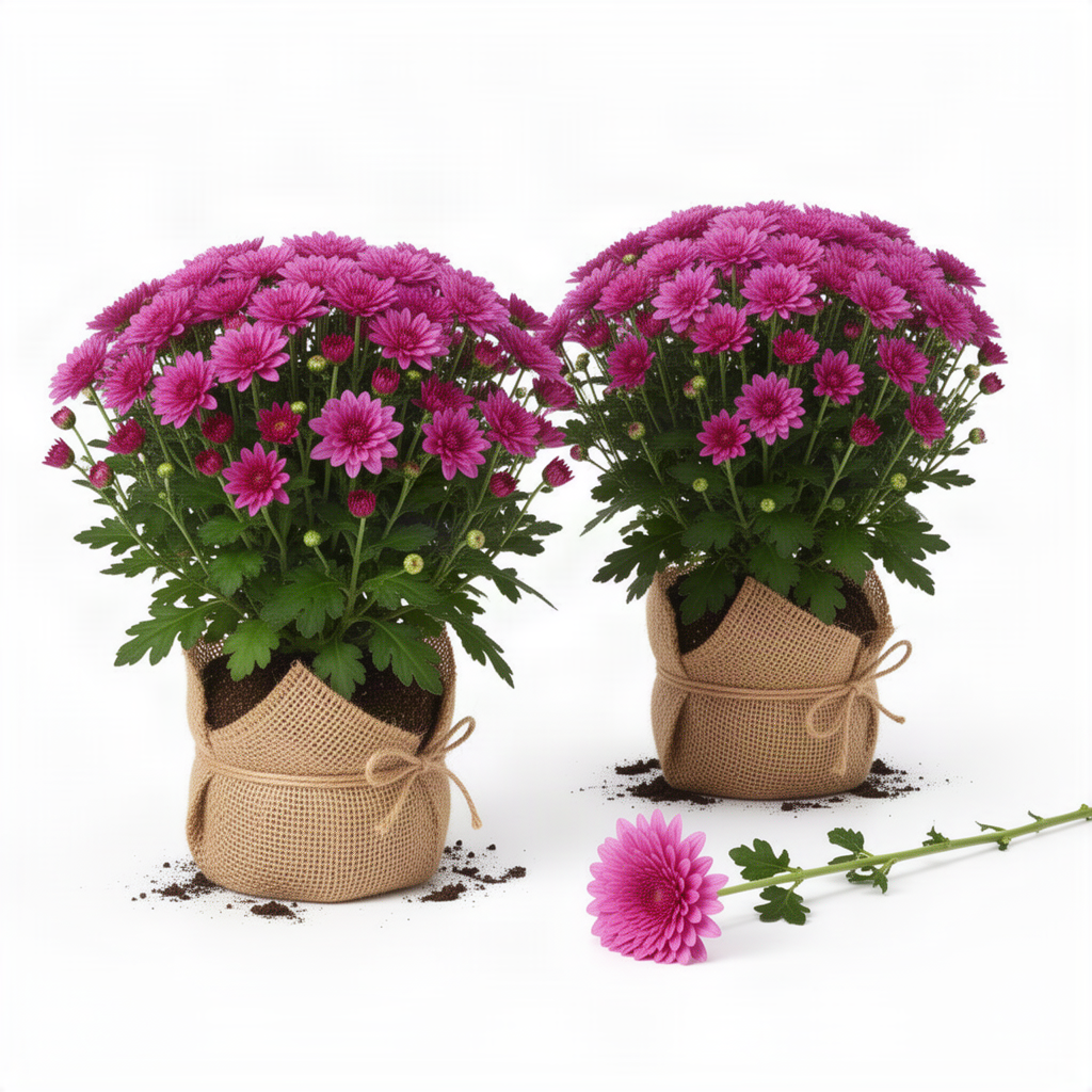 2 Purple Chrysanthemum Live Plants, Late Fall Flowering, 5 To 7 Inches Tall