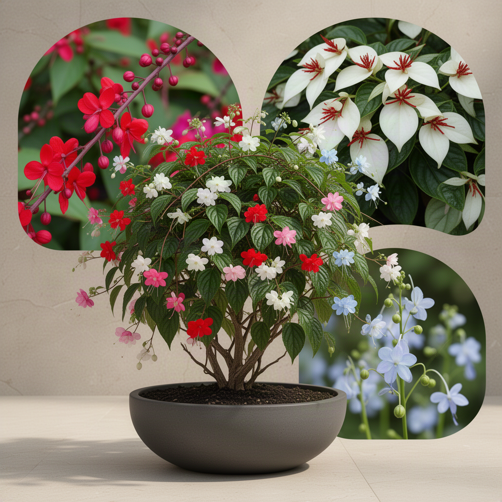 4 Mixed Clerodendrum Bleeding Heart Live Plants, 5-10 Inch Flower Vines