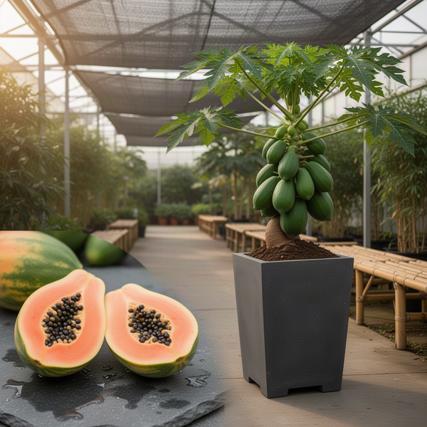 Sweet Papaya Live Plant, Dwarf Warm-Climate Fruit Tree In Half-Gallon Pot