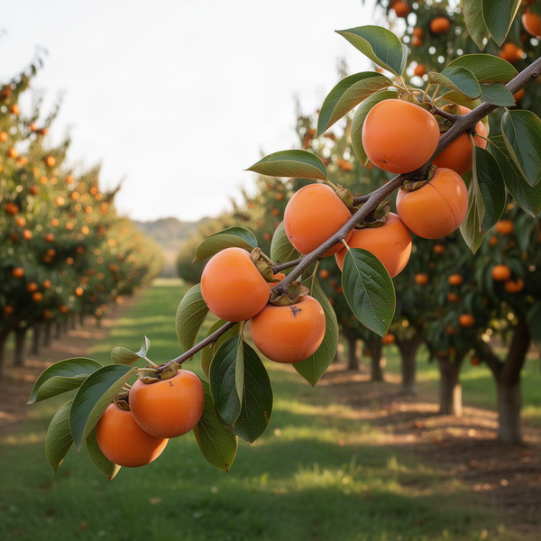 Live Persimmon Tree, 6-15 Inch Potted Seedling With Sweet Orange Fruit