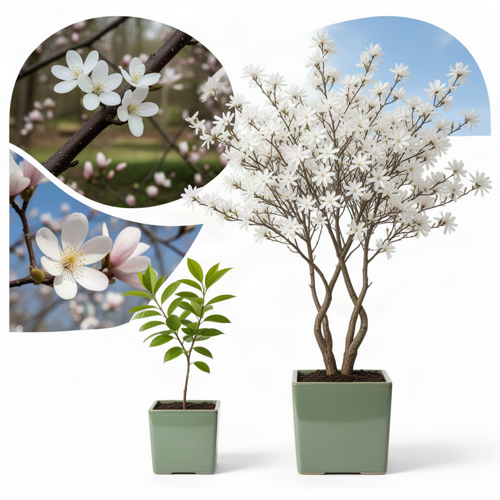 Live Star Magnolia Flower Tree, 6-12 Inches Tall In 2.5-Inch Nursery Pot