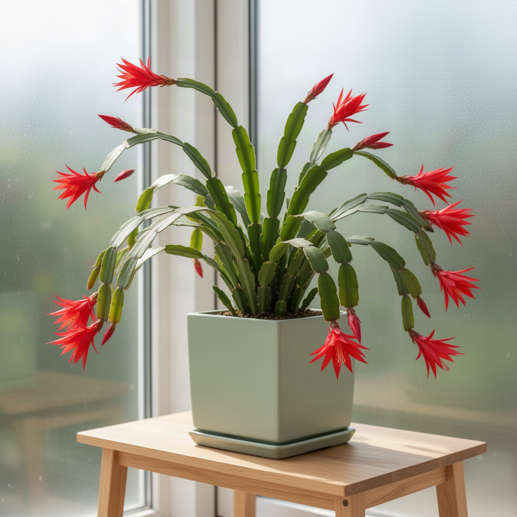 Live Red Easter Cactus, 4-6 Inch Spring Flower Houseplant For Home Decor