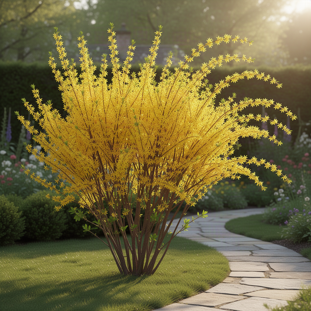 Yellow Flowering Forsythia Live Shrub, Well-Rooted Plant, 6-13 Inches Tall