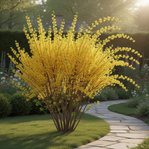 Yellow Flowering Forsythia Live Shrub, Well-Rooted Plant, 6-13 Inches Tall