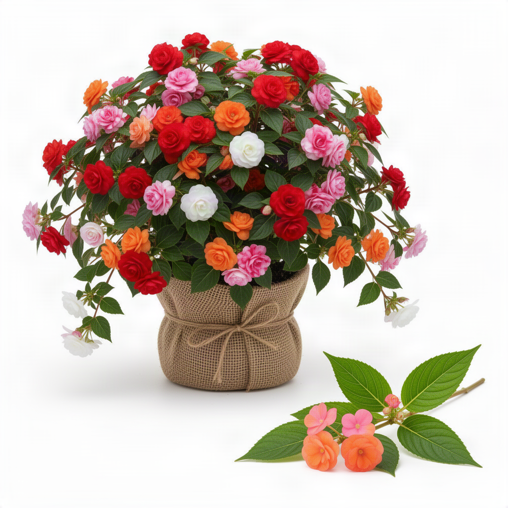 2 Live Impatiens Flower Plants, Assorted Colors, 4-6 Inch Garden Decor