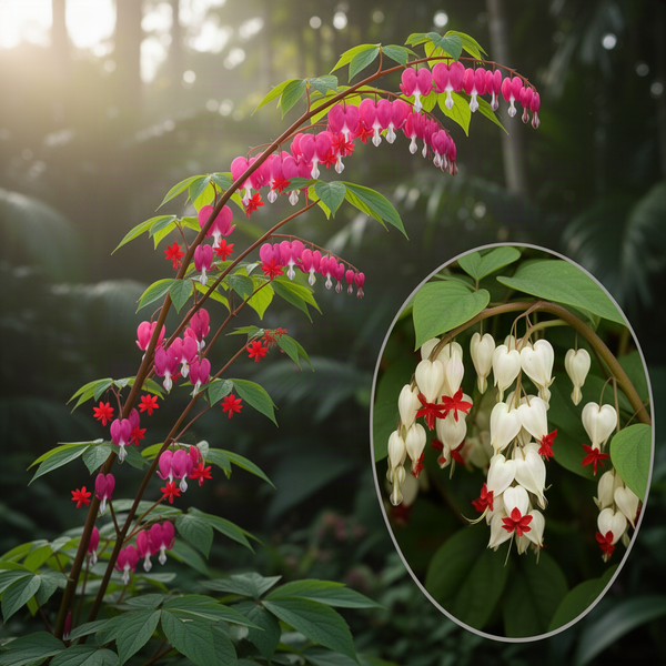 4 Live Mixed Bleeding Heart Plants, 5-10 Inch Tall Climbing Flower Vines