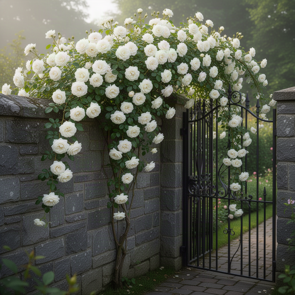 Live White Rose Flower Plant, Fragrant Bare Root For Landscape Planting