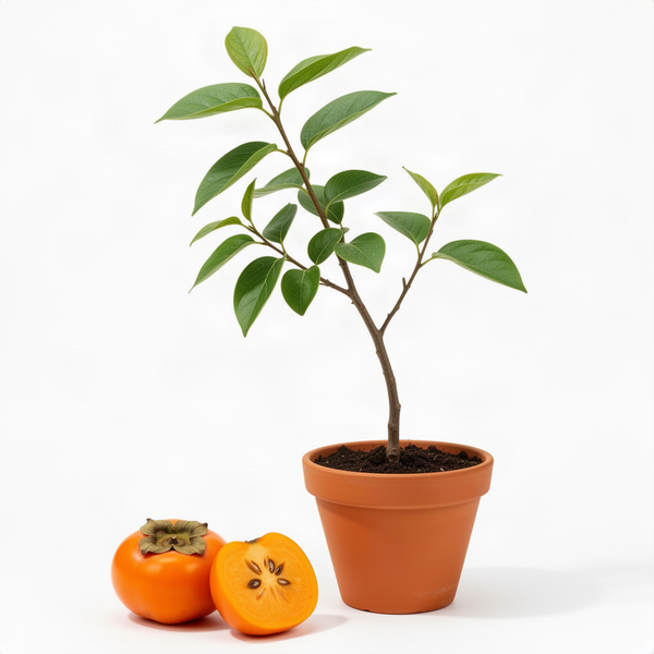 Live Persimmon Fruit Tree In Pot, 6-12 Inches Tall For Outdoor Planting