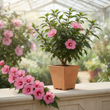 A Live Pink Rose Of Sharon Potted Plant, 6-13 Inches Tall Outdoor Shrub