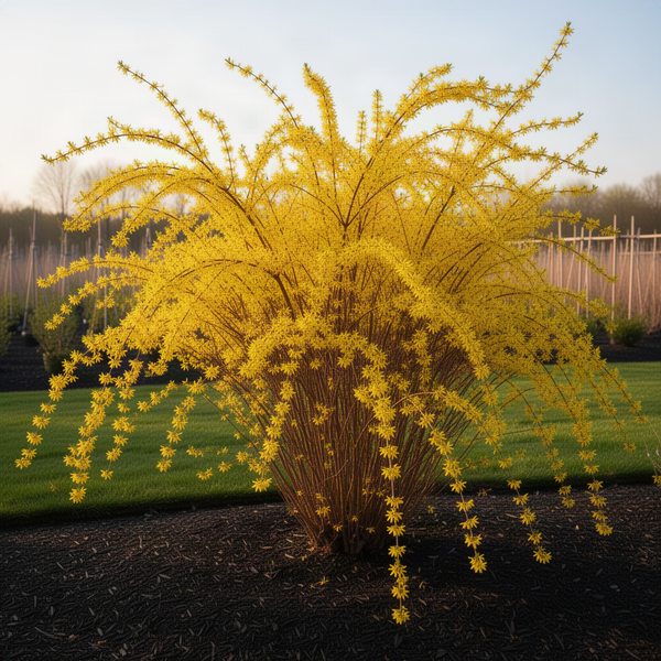 2 Live Lynwood Gold Forsythia Plants, 6-12 Inch Bareroot Garden Hedges
