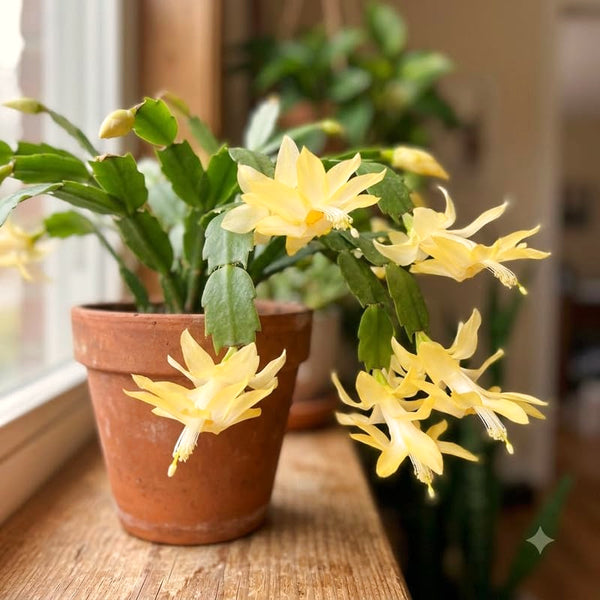 Yellow Christmas Cactus Live Plant, 4-7 Inches, Indoor Home Decoration