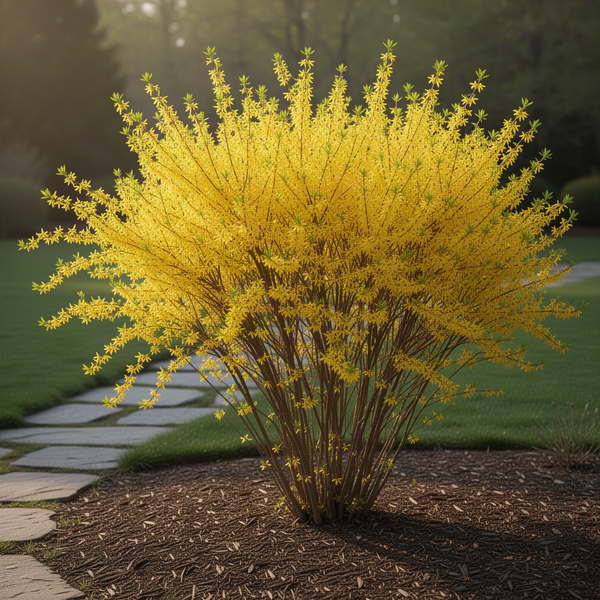 Live Lynwood Gold Forsythia Plant, Yellow Flowering Shrub, 6-14 Inches Tall