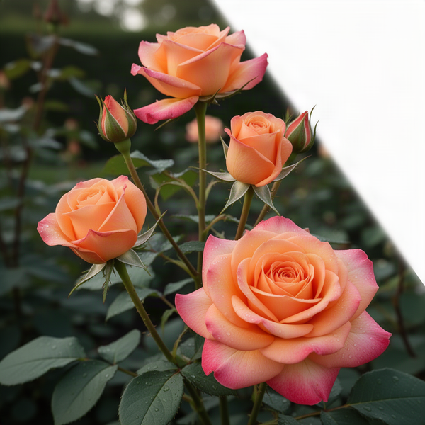 Fragrant Sunset Rose Bush, 5-10 Inch Live Plant With Reblooming Flowers